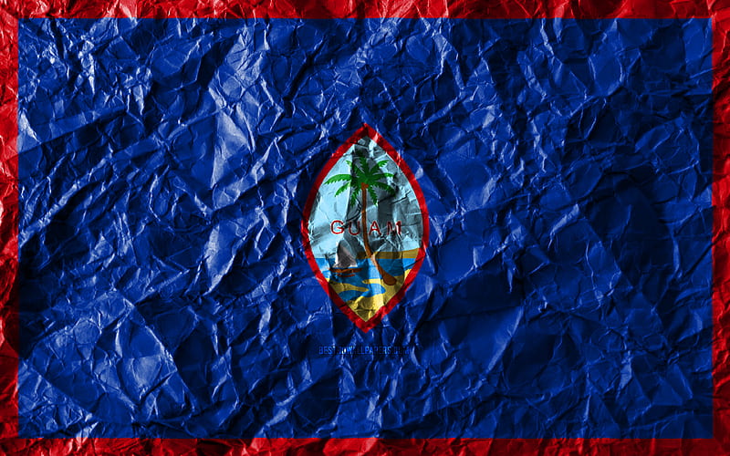Guam flag crumpled paper, Oceanian countries, creative, Flag of Guam, national symbols, Oceania, Guam 3D flag, Guam, HD wallpaper