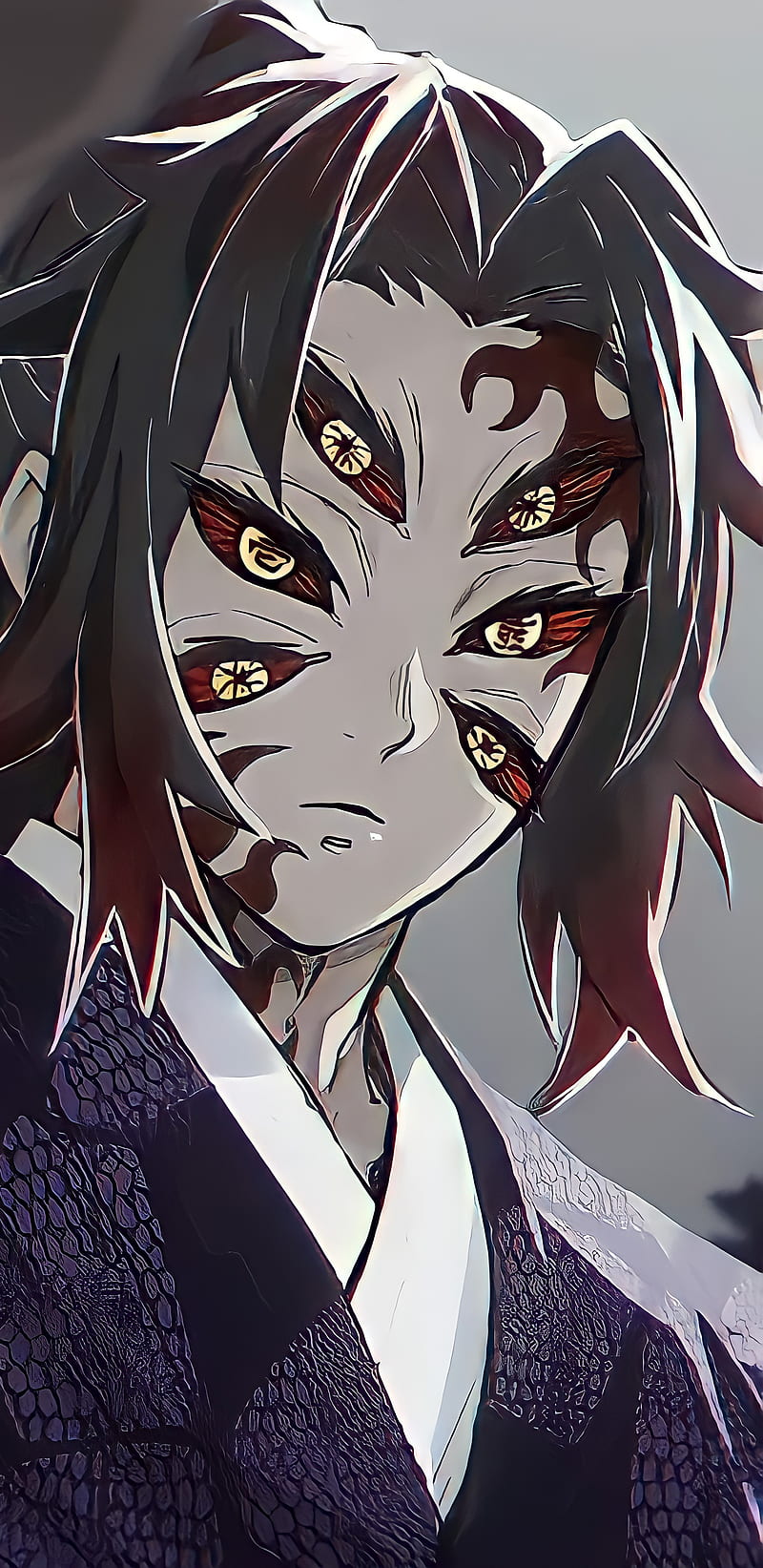 Kokushibou, anime, demon slayer, katana, kimetsu no yaiba, lua superior,  moon, HD phone wallpaper