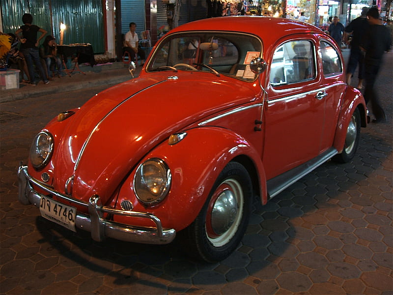 Orange VW Beetle, beetle, orange, car, vw, HD wallpaper