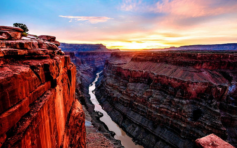 Grand Canyon at Sunrise, Canyon, USA, Sunrise, Nature, HD wallpaper