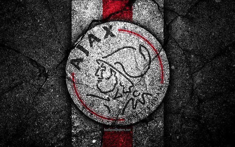 Ajax FC, logo, Eredivisie, soccer, grunge, Holland, AFC Ajax, football club, Ajax, asphalt texture, FC Ajax, HD wallpaper
