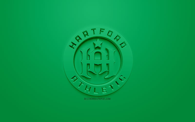 Hartford Athletic, creative 3D logo, USL, green background, 3d emblem, American football club, United Soccer League, Hartford, Connecticut, USA, 3d art, football, stylish 3d logo, HD wallpaper