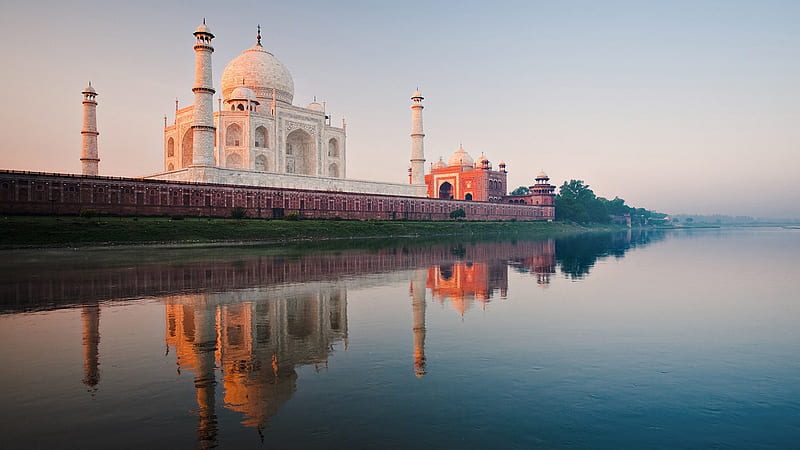 Taj Mahal, india, church, agra, monument, shrine, river, reflection, castle, HD wallpaper