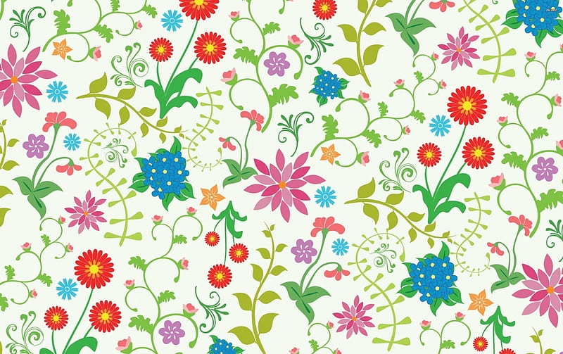 Colorful Floral Pattern, Pattern Floral, Colorful, HD wallpaper