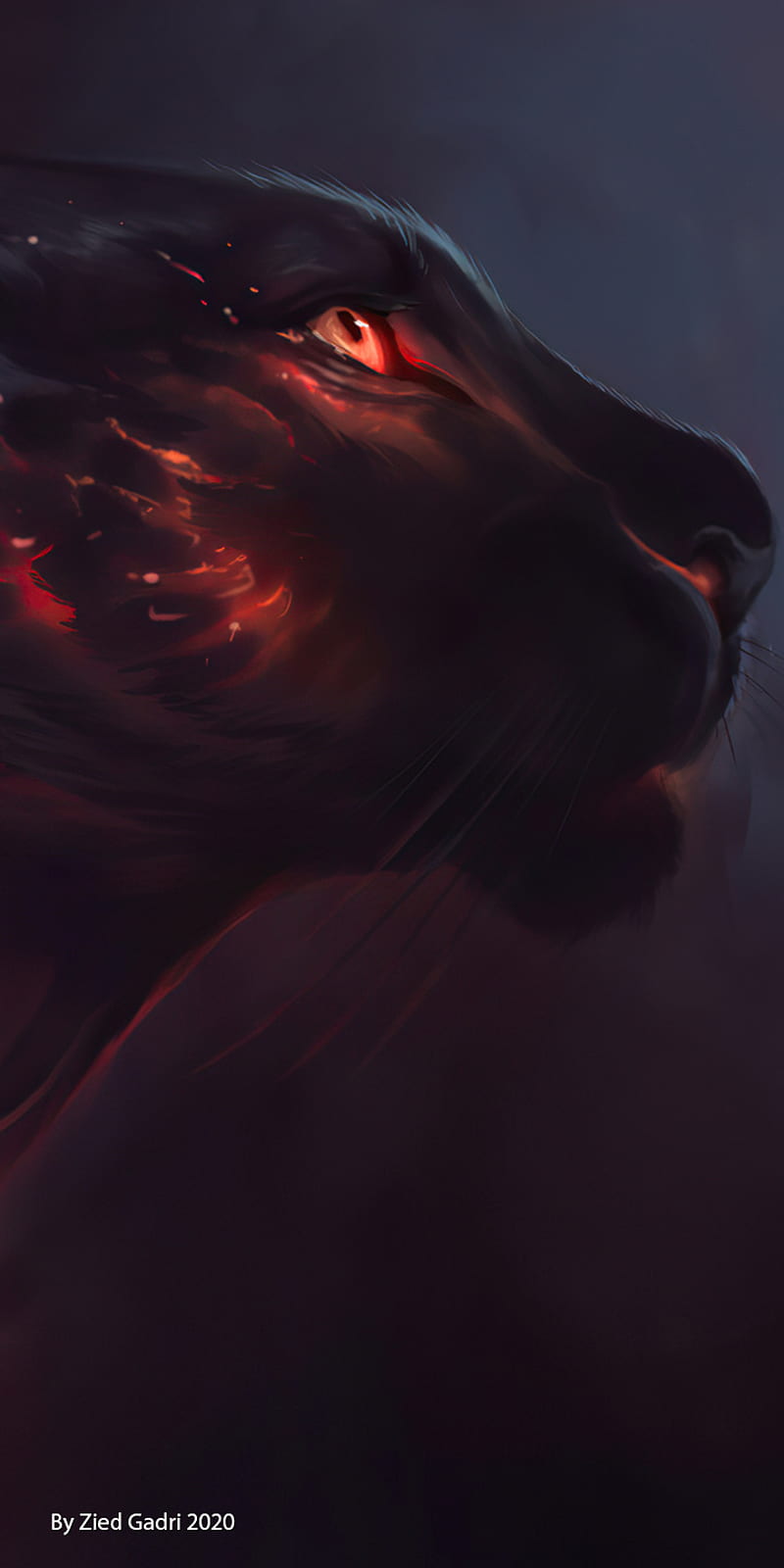 Fantasy Cat, black, dark, lion, night, panther, tiger, HD phone wallpaper