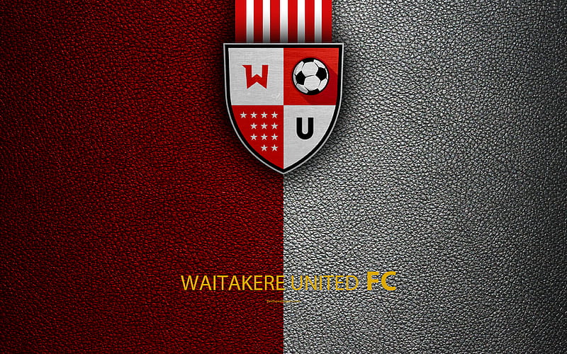 Waitakere United FC New Zealand Football Club, logo, emblem, ISPS Handa Premiership, leather texture, Waikakere, New Zealand, NZFC, OFC, Oceania, HD wallpaper