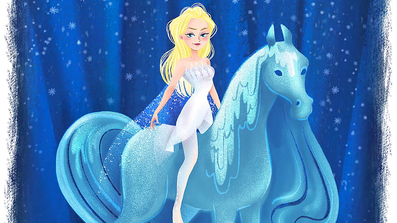 Movie, Frozen 2, Blonde, Blue Eyes, Elsa (Frozen), Girl, Horse, HD wallpaper