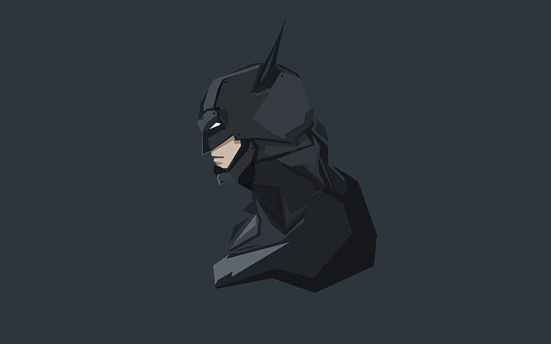 Batman creative, superheroes, minimal, Bat-man, gray background, Batman, HD wallpaper