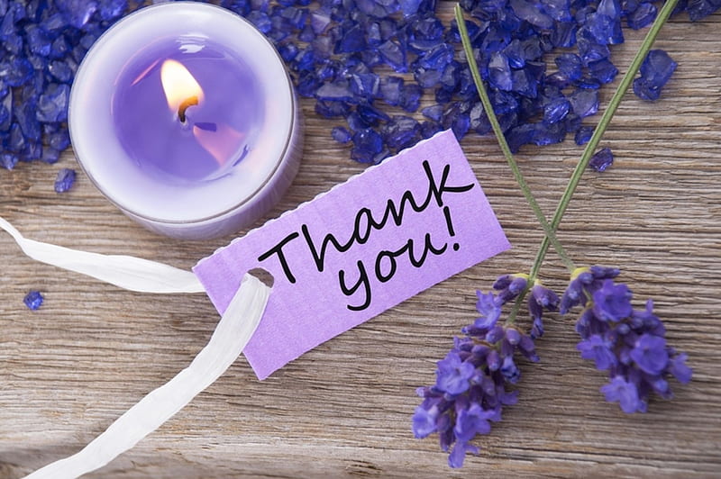 *Thank You*, candle, thank you, purple color, calming, moments of relax, lavander, HD wallpaper