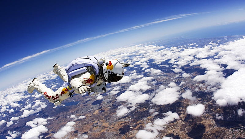 Flying man, extreme, fly, parachute, skydive, HD wallpaper
