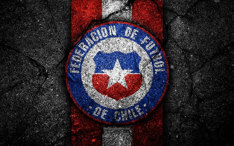 Chile national football team emblem, grunge, North America, asphalt texture, soccer, Chile, logo, South American national teams, black stone, Chilean football team, HD wallpaper