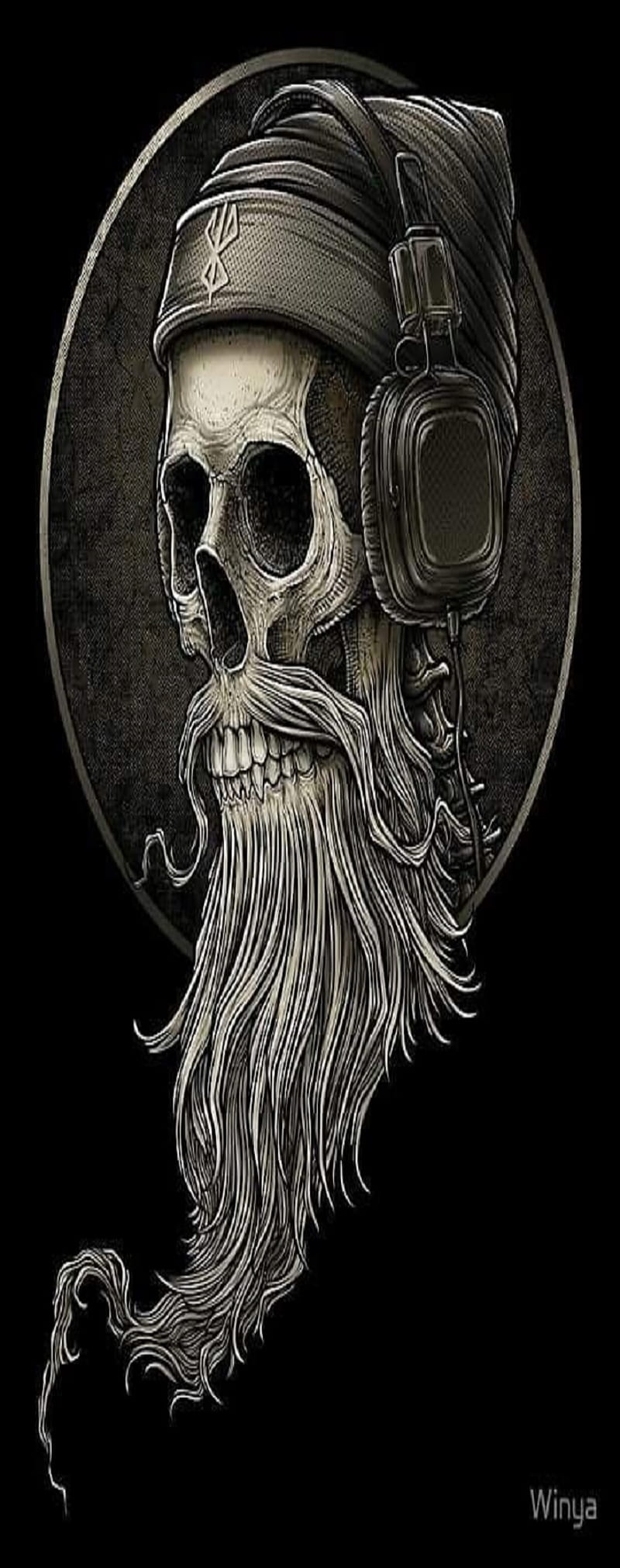 Vector skull in headphones logo for shirt musical online school internet  education tattoo poster Skull with guitar  CanStock