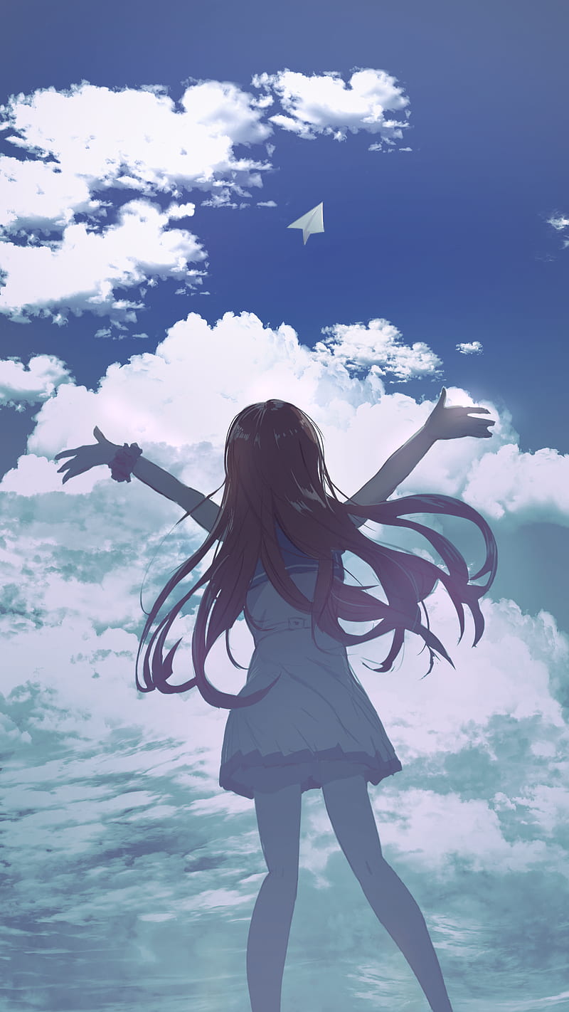 sky, clouds, sea, wind, anime, HD phone wallpaper