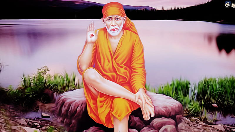 God Sai Baba On Stone In River Background Sai Baba, HD wallpaper | Peakpx