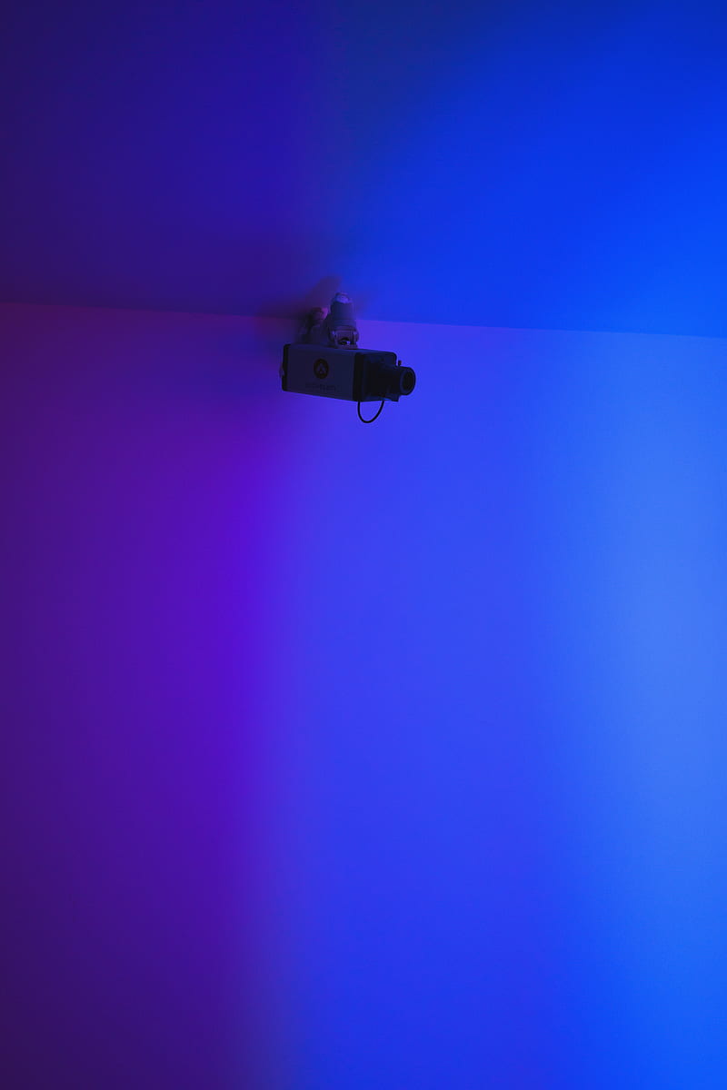 camera, surveillance, wall, blue, minimalism, HD phone wallpaper
