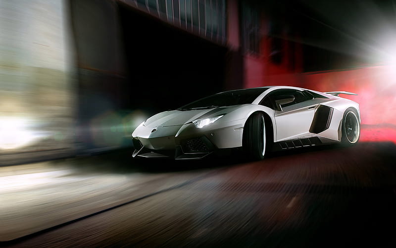 Lamborghini Aventador, night, supercars, Novitec torado, tuning, drift, Lamborghini, HD wallpaper