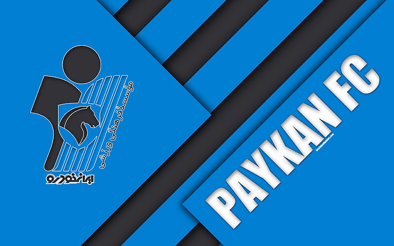 Paykan FC Iranian football club, logo, blue black abstraction, material design, emblem, Persian Gulf Pro League, Gods, Iran, football, HD wallpaper