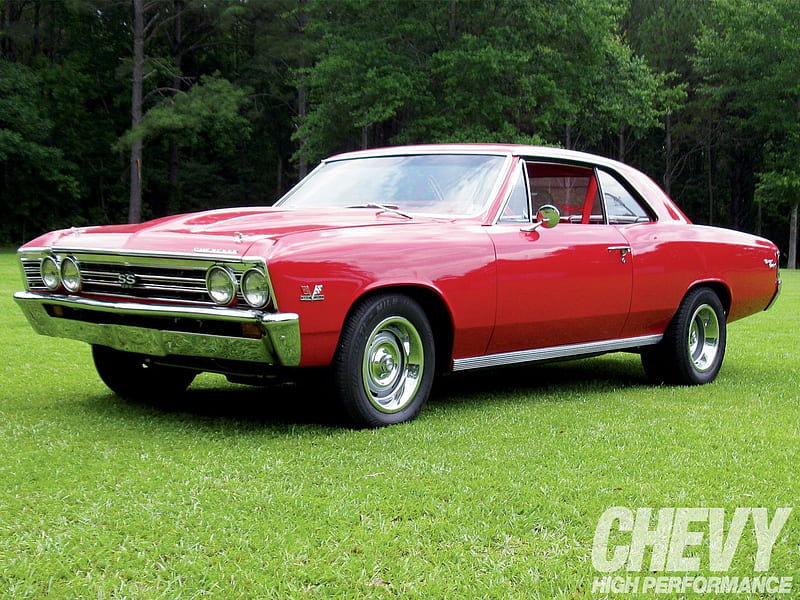 67 Chevelle SS, Classic, Red, GM, Bowtie, HD wallpaper