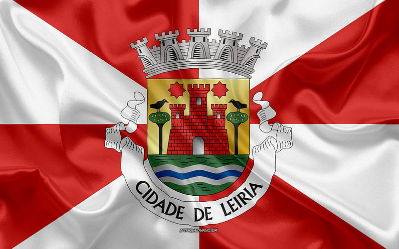 Flag of Leiria District silk flag, silk texture, Leiria District, Portugal, Leiria flag, region of Portugal, HD wallpaper