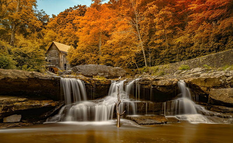 Glade Creek Grist Mill at Babcock State Park,... Ultra, Seasons, Autumn, bonito, Scenery, Trees, Waterfall, Mill, Colors, Sony, Fall, long exposure, grist, Babcock State Park, Glade Creek, West Virgina, HD wallpaper