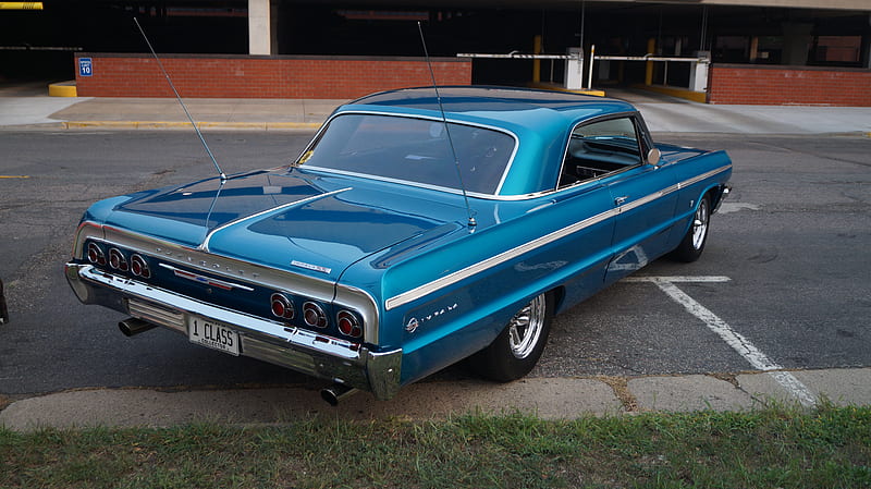 chevrolet impala, chevrolet, car, blue, retro, HD wallpaper
