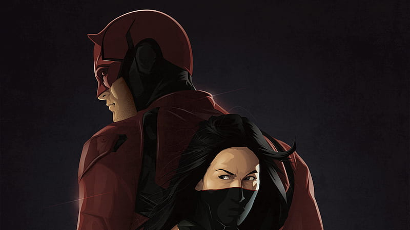 Elektra And Daredevil, daredevil, superheroes, artwork, behance, elektra, HD wallpaper