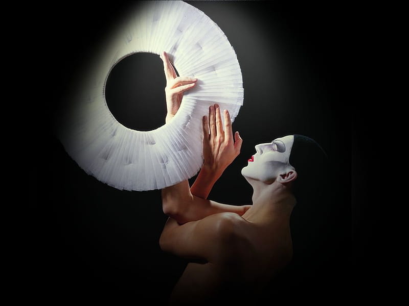 Pierrot, white, profile, mask, performing art, HD wallpaper