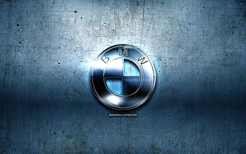 BMW metal logo, blue metal background, automotive brands, BMW, brands, BMW 3D logo, creative, BMW logo, HD wallpaper