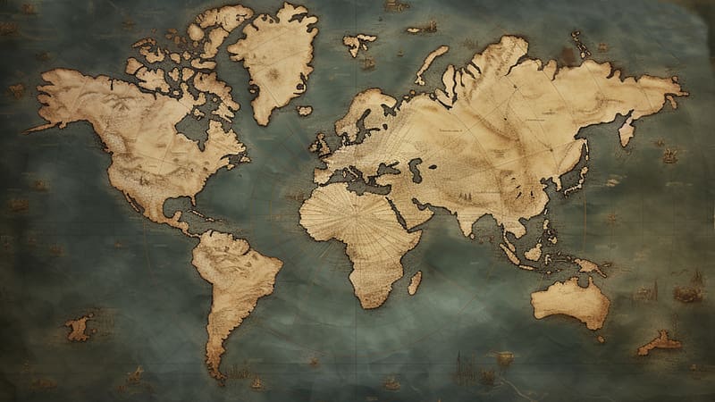 World Map - Pirate Style, world, pirate, old style, map, HD wallpaper