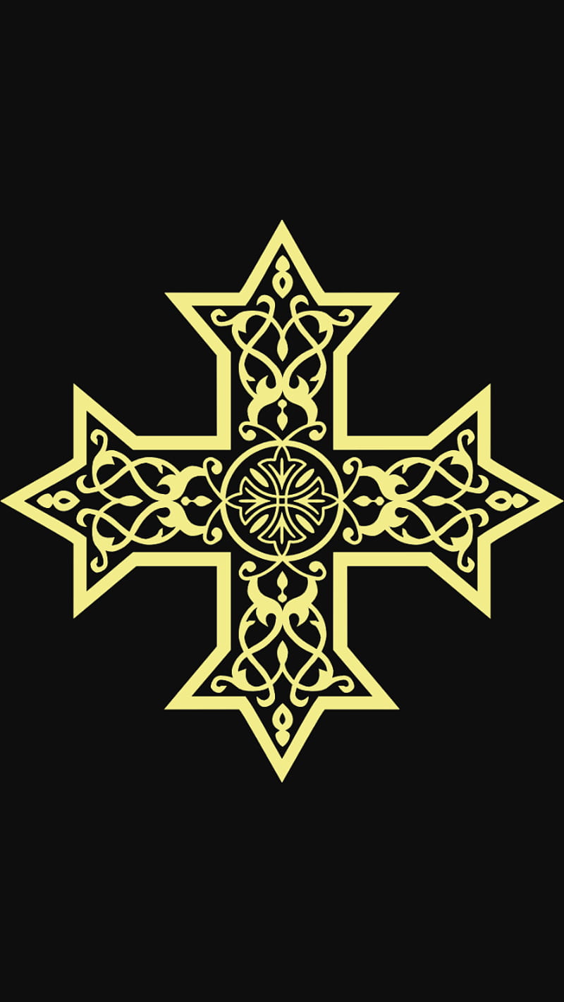 Coptic Cross 2, christ, church, gold, holy, jesus, orthodox, HD phone wallpaper