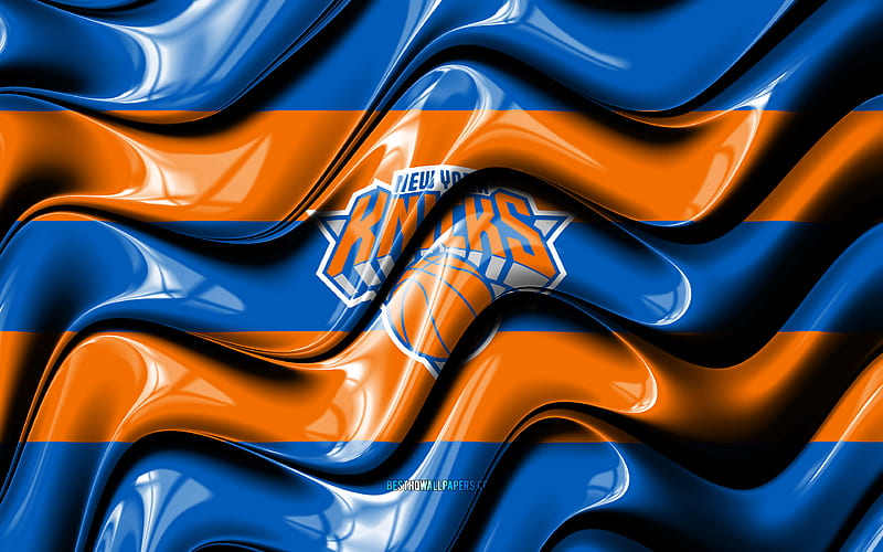 New York Knicks flag, , blue and orange 3D waves, NBA, american basketball team, New York Knicks logo, basketball, New York Knicks, NY Knicks, HD wallpaper