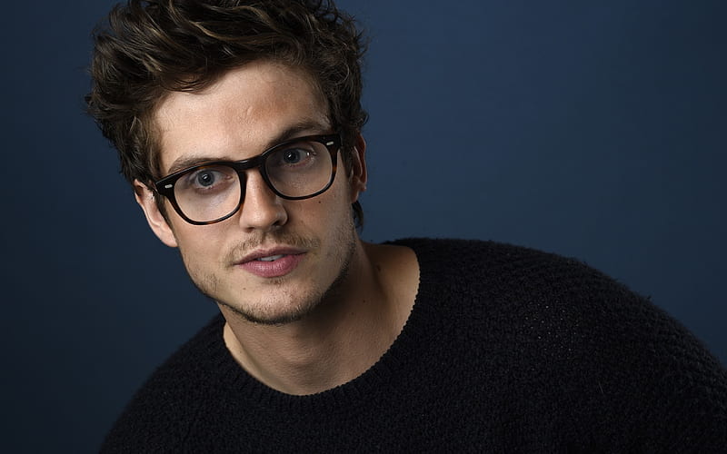 Daniel Sharman, British actor, black sweater, portrait, man with glasses, HD wallpaper