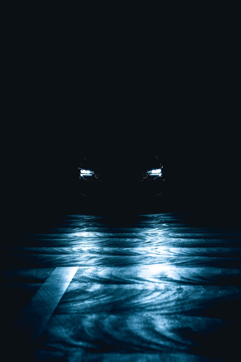 car, headlights, light, dark, HD phone wallpaper