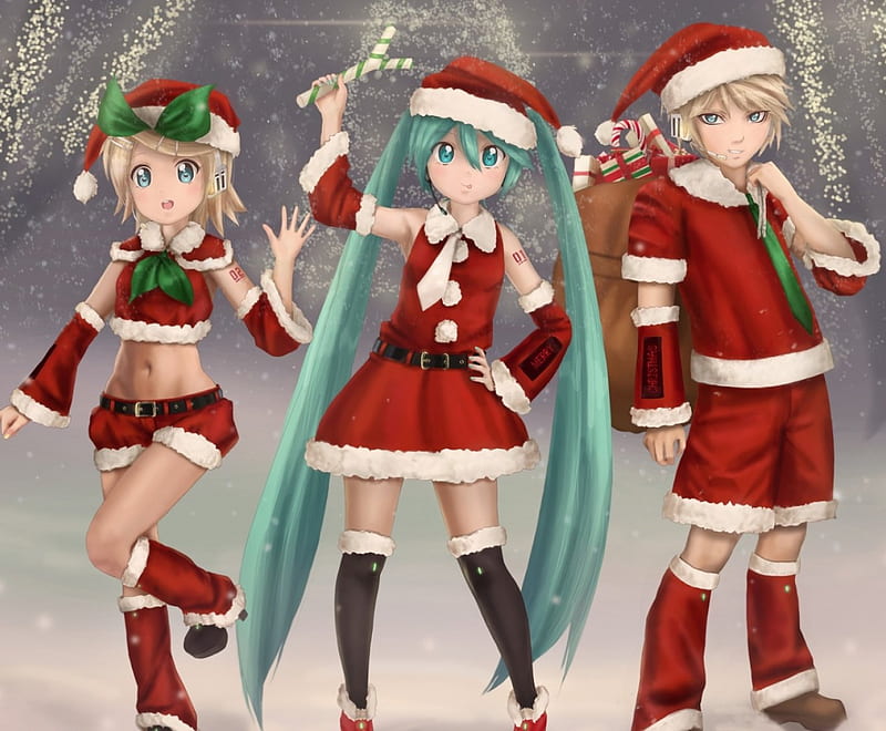 Christmas anime girl shopping 4K wallpaper download