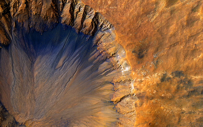 earth, top view, soil, geography, meteorite crater, HD wallpaper