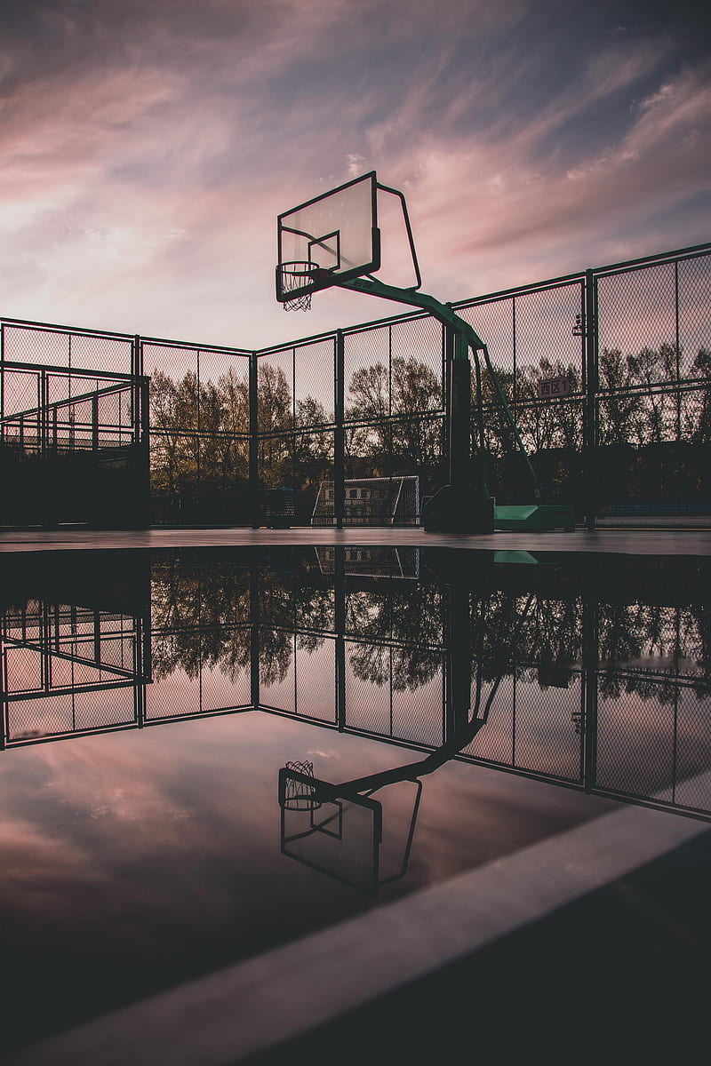 Basketball court, reflection, water, puddle, clouds, esports, HD phone  wallpaper | Peakpx