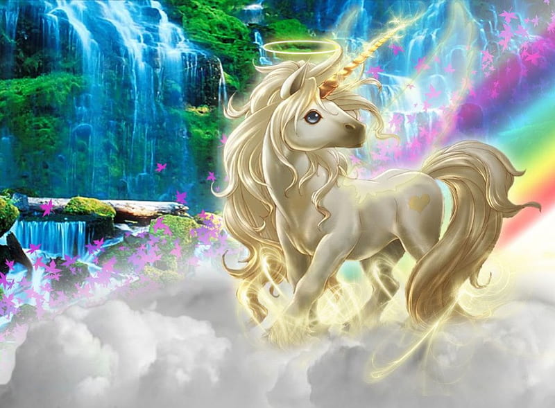 ~Unicorn~, rainbow, fantays, abstract, unicorn, HD wallpaper
