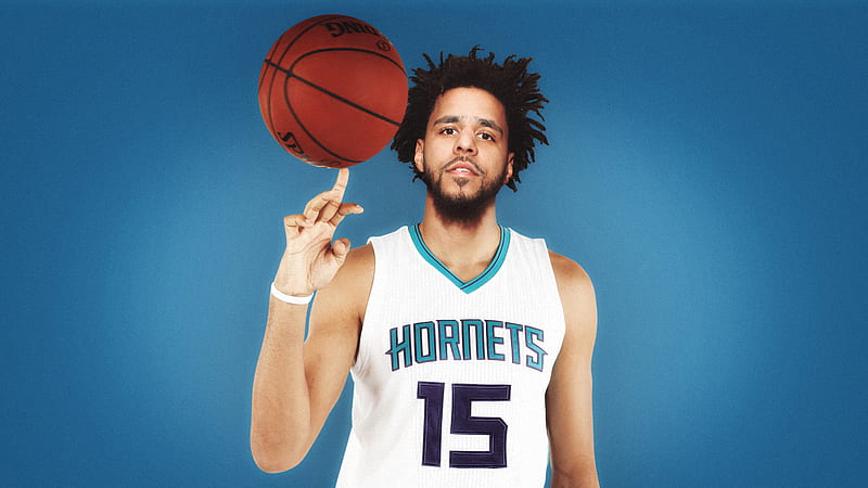 J Cole With Basketball Is Wearing White Sports Dress In Blue Background J Cole, HD wallpaper