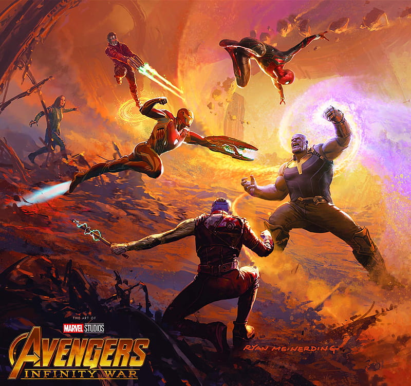 avengers infitity, infinity, guerra, wars, marvel, spider man, iron man, thanos, silverbull, HD wallpaper