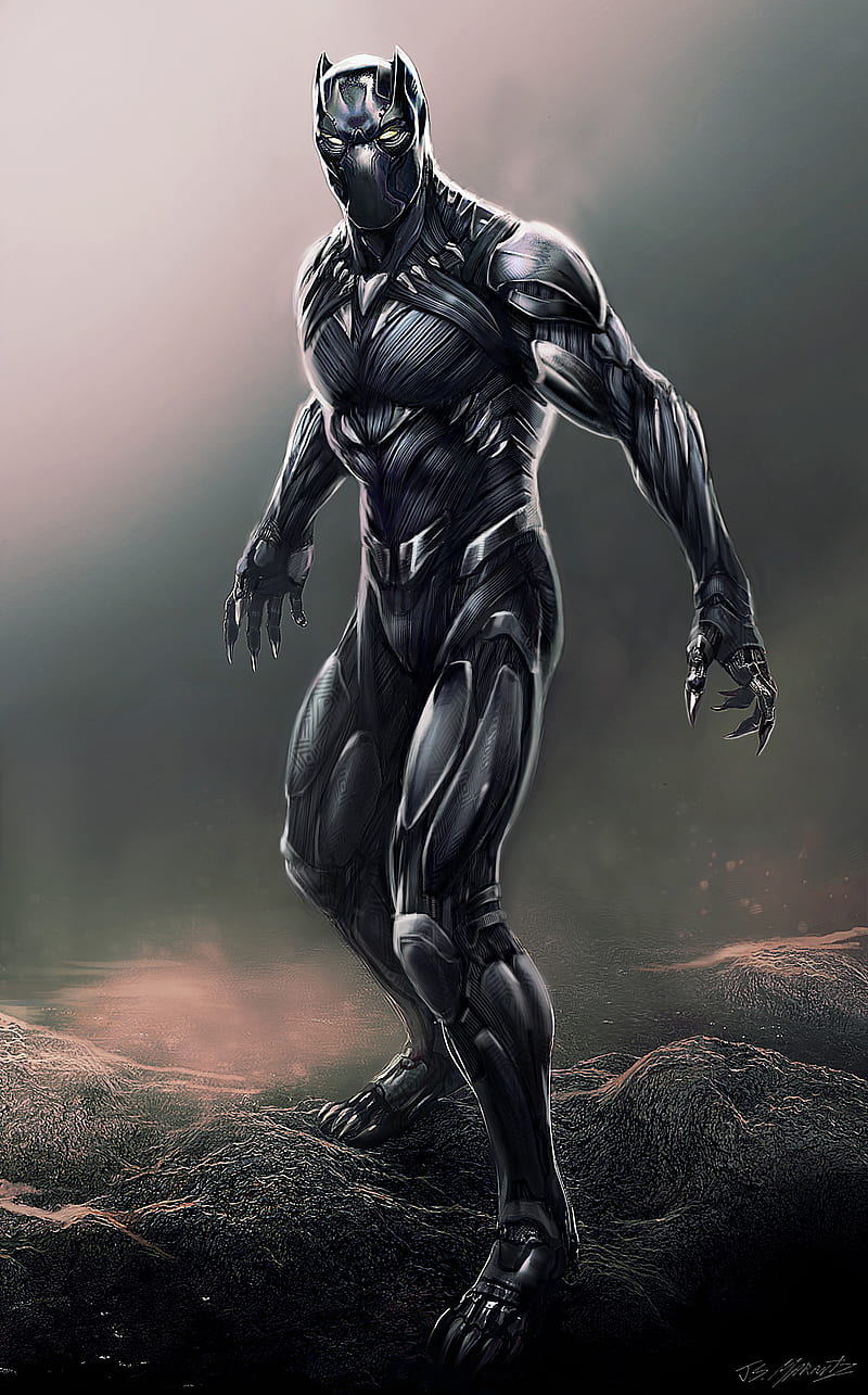 Black Panther, avengers, black, marvel, panther, HD phone wallpaper