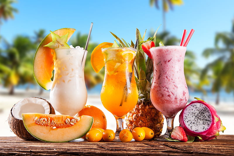 Summer cocktails, beach, Fruit, Cocktails, Drinks, HD wallpaper