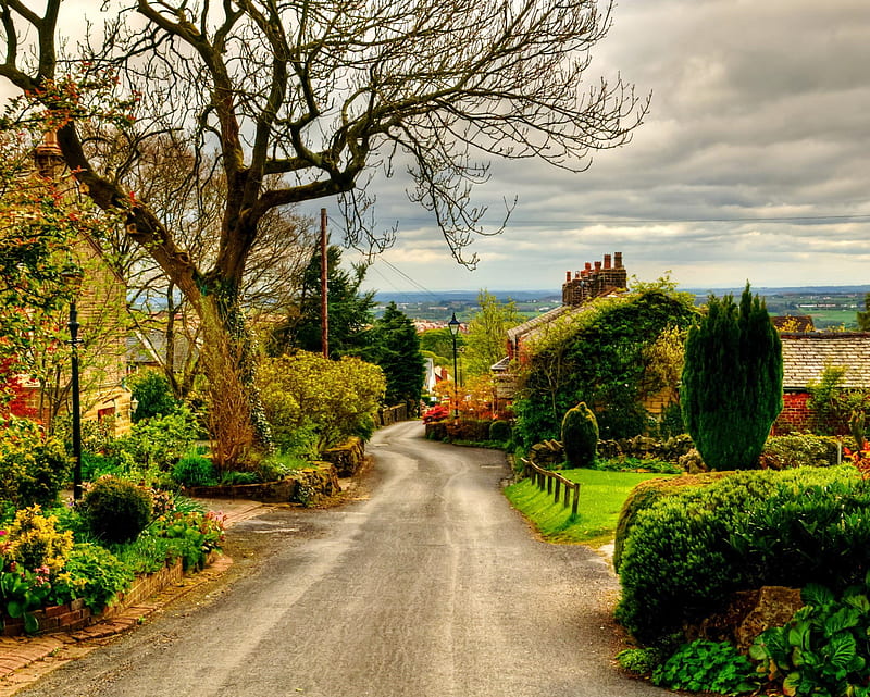 UK Road, england, houses, landscape, nature, path, spring, HD wallpaper |  Peakpx