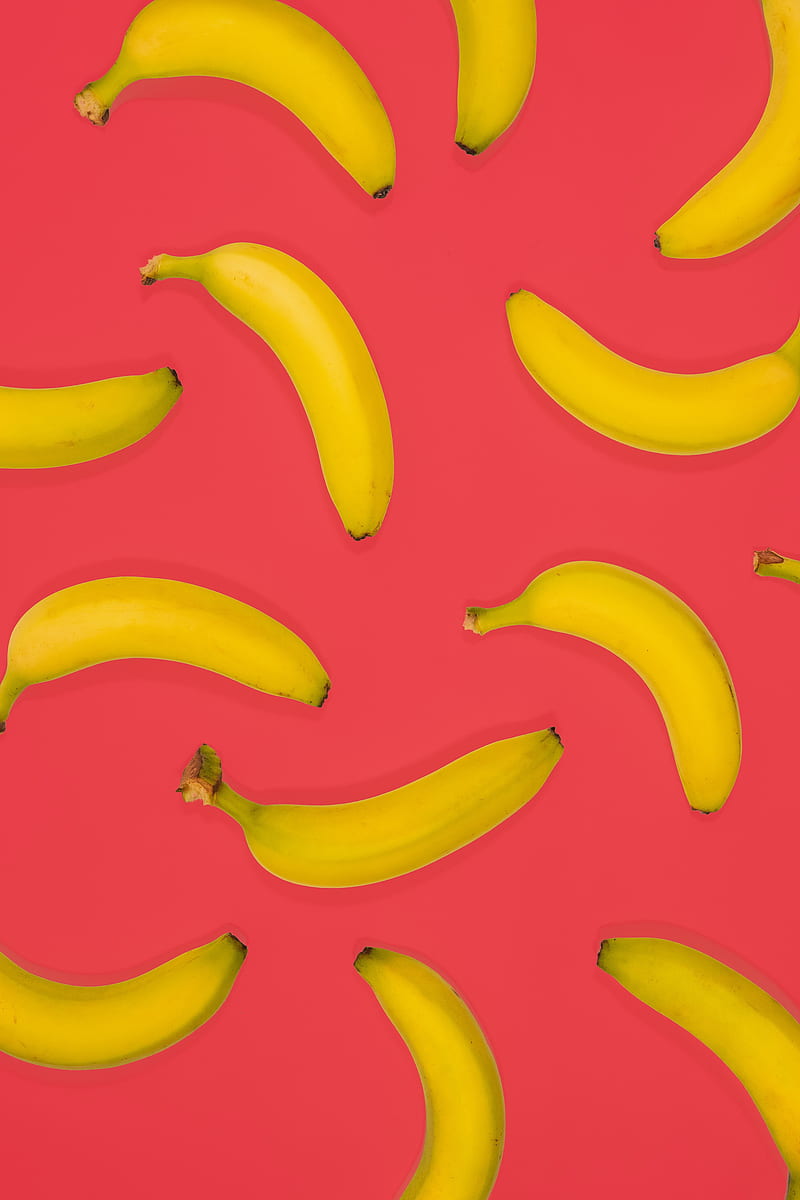 bananas, fruit, yellow, pink, HD phone wallpaper