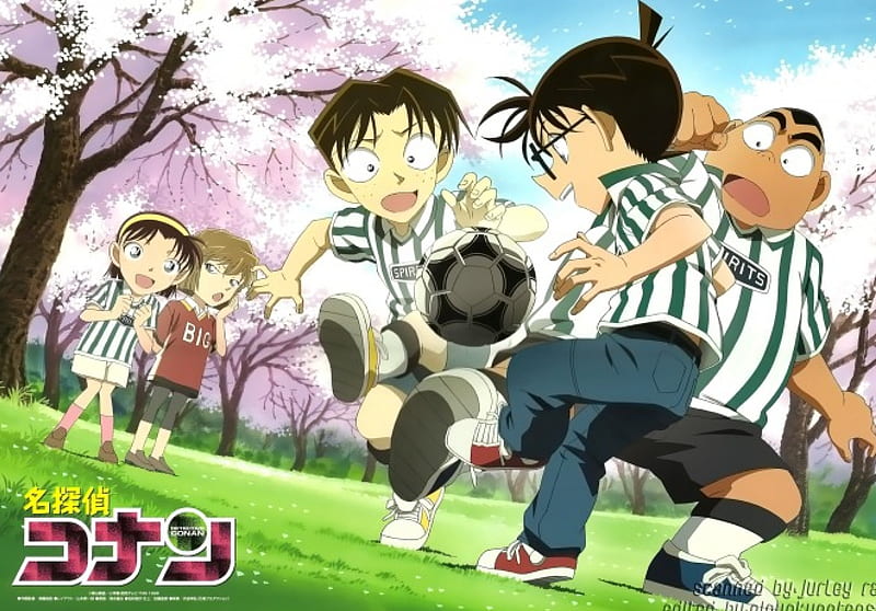 Detective Conan, Mitsuhiko, Genta, Haibara Ai, Ayumi, Conan Edogawa, Soccer, HD wallpaper