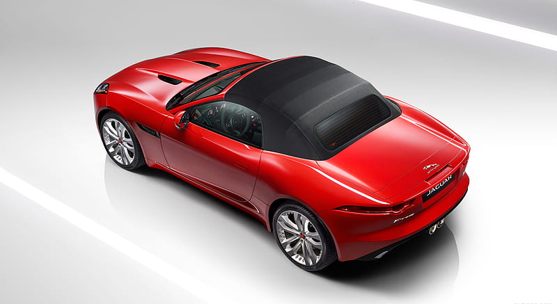 2016 Jaguar F-TYPE Convertible S Manual Convertible (Caldera Red) - Top Closed - Rear , car, HD wallpaper