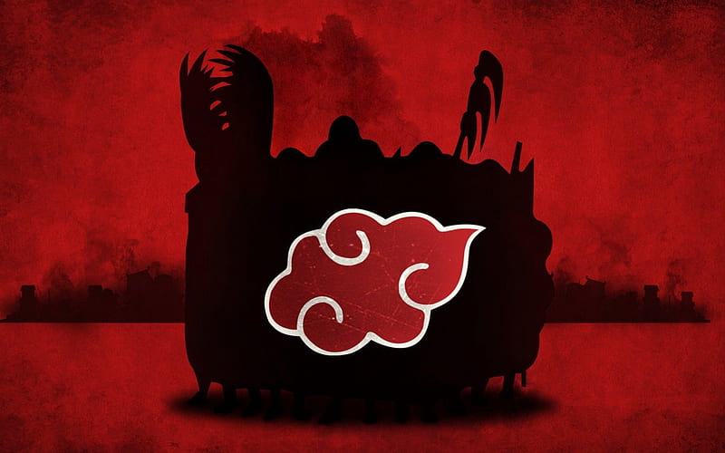 Akatsuki Naruto Group Symbol Anime Red Background Silhouette Hd Wallpaper Peakpx