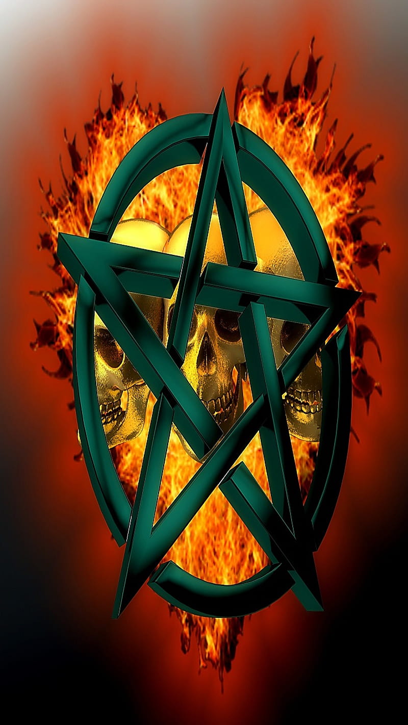 Pentagram, abstract, skulls, witch, HD phone wallpaper