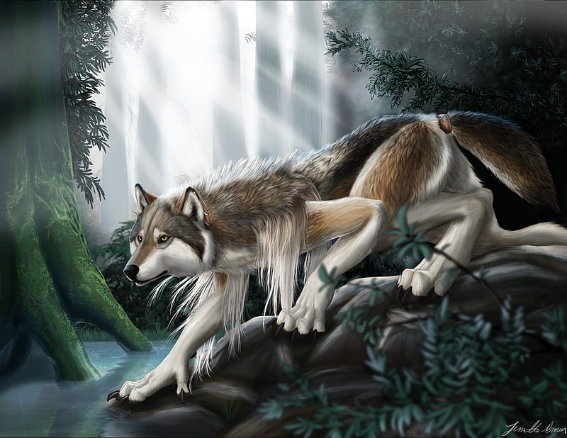 her hunting grouds by the river, grounds, hunting, wolves, werewolves, HD wallpaper