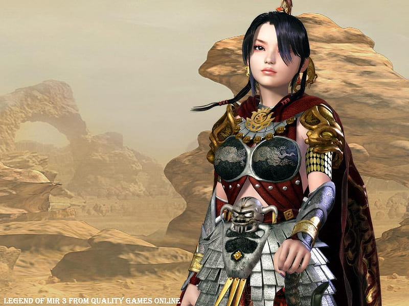 The Legend of Mir, warrior, stone, haze, sandstone, lady, armour, HD wallpaper