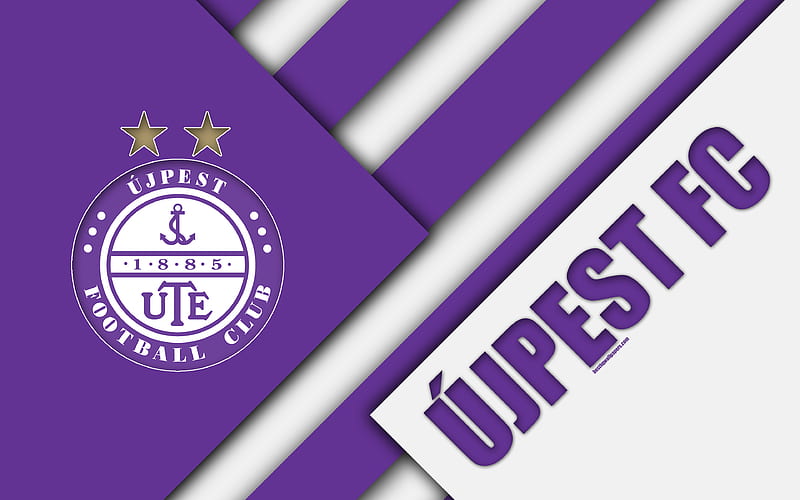 Ujpest FC, logo, material design purple white abstraction, Hungarian football club, emblem, Budapest, Hungary, OTP Bank Liga, football, Nemzeti Bajnoksag, HD wallpaper